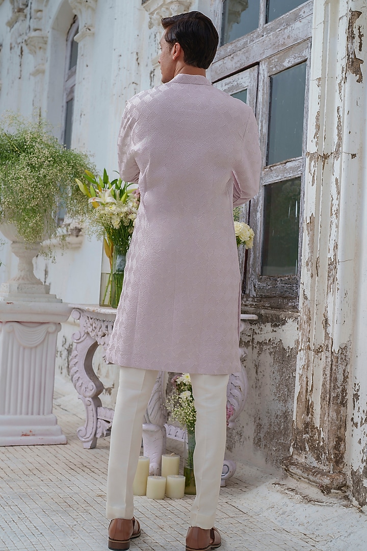 Mauve Chanderi Self Textured Kurta Set by Amrit Dawani at Pernia's Pop Up Shop