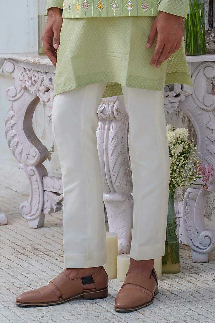 Green Cotton Blend Hand Embroidered Nehru Jacket Set by Amrit Dawani at Pernia's Pop Up Shop
