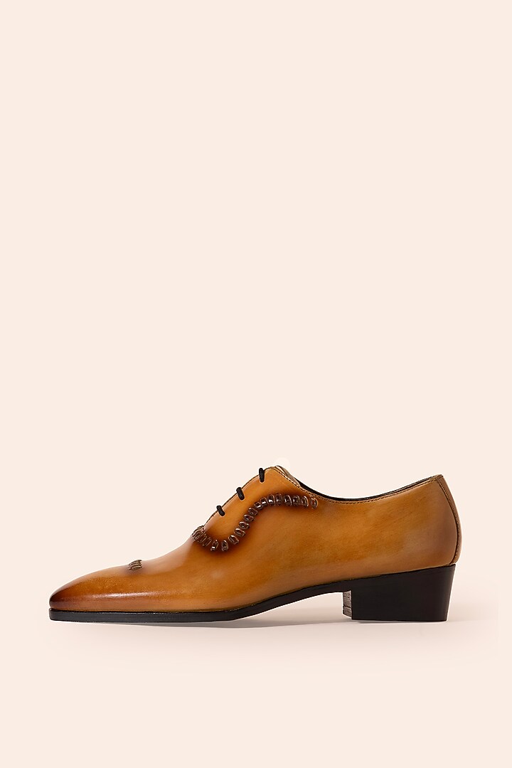 Mustard Tan Leather Shoes by Amrit Dawani at Pernia's Pop Up Shop