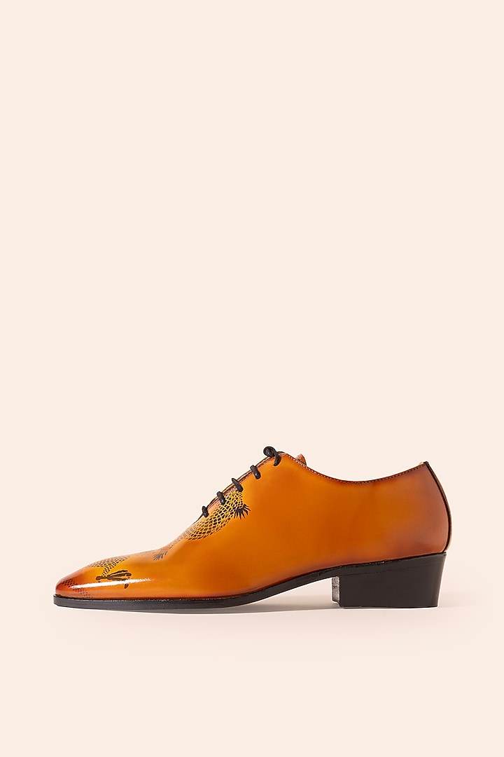 Orange Tan Leather Lace-Up Shoes by Amrit Dawani at Pernia's Pop Up Shop