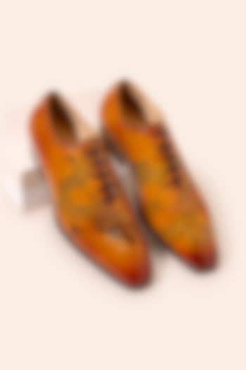 Orange Tan Leather Lace-Up Shoes by Amrit Dawani