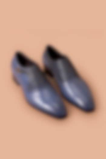 Blue & Grey Leather Buckle Shoes by Amrit Dawani