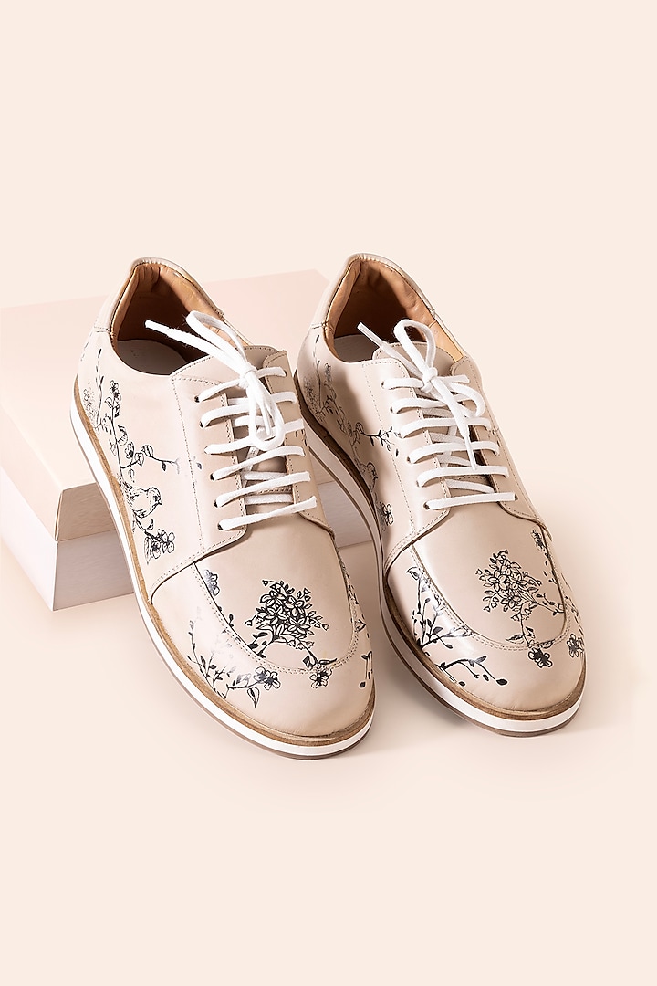 Coffee Beige Leather Shoes by Amrit Dawani