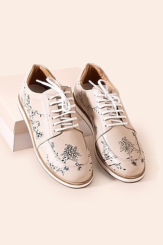 Coffee Beige Leather Shoes by Amrit Dawani