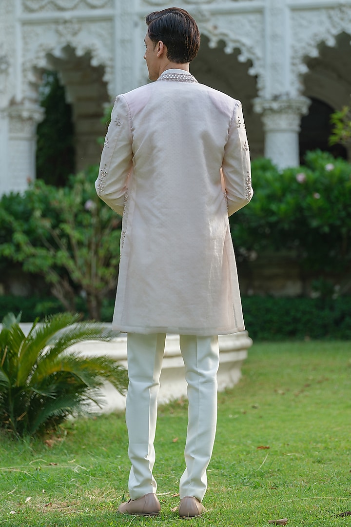 Light Pink Organza Mirror Work Wedding Indowestern Set by Amrit Dawani at Pernia's Pop Up Shop