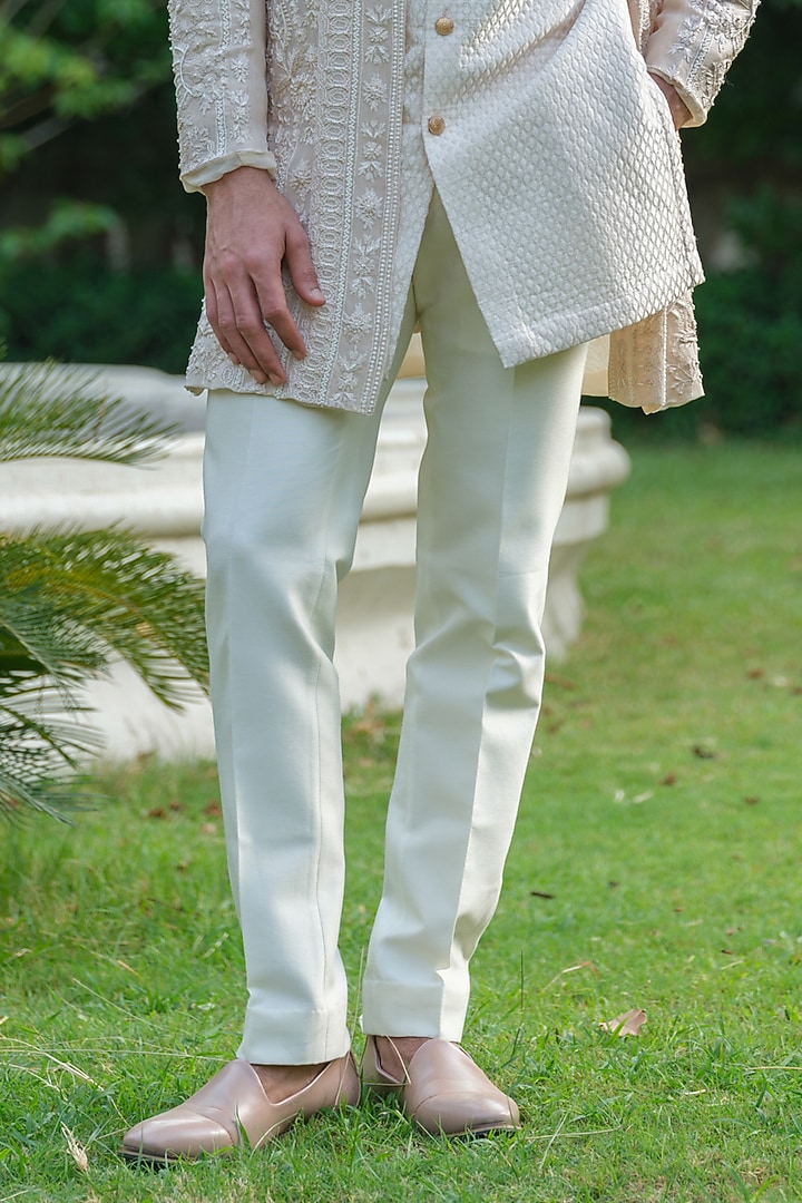 Cream Organza Embroidered Indo-Western Set by Amrit Dawani at Pernia's Pop Up Shop