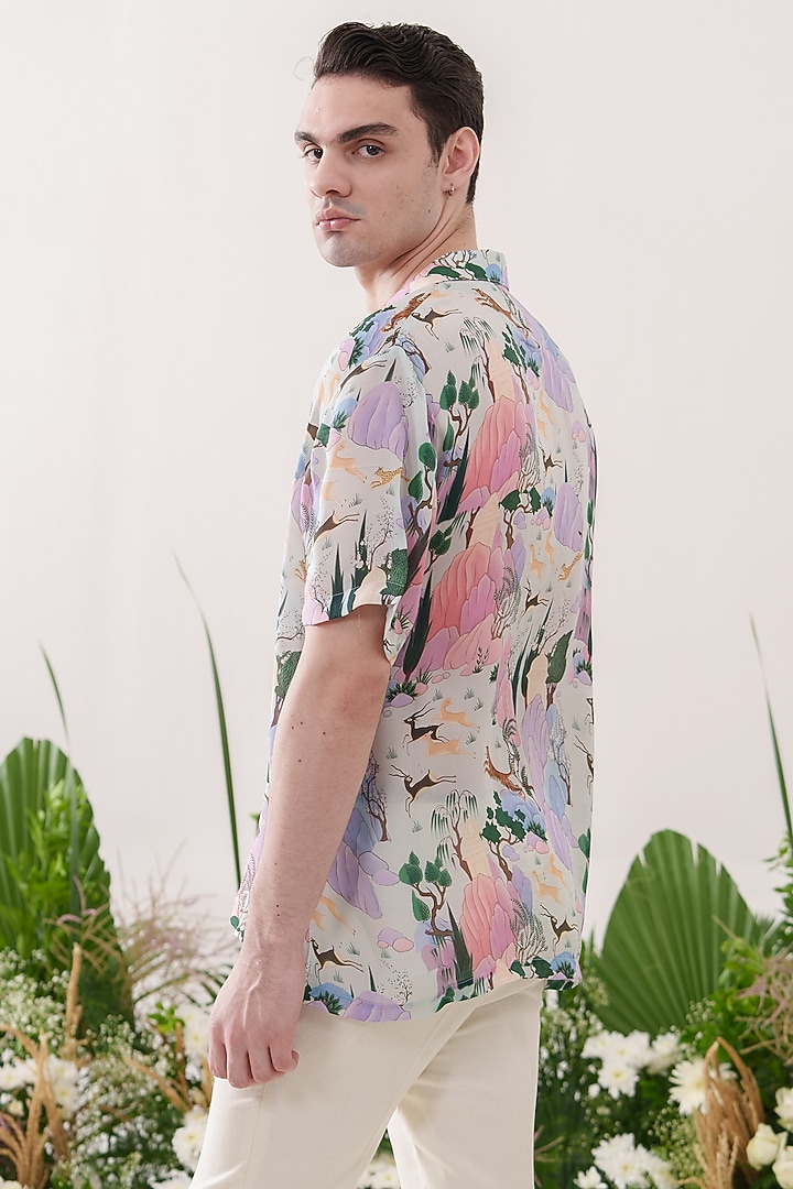 Multi-Colored Organza Satin Printed Party Wear Shirt by Amrit Dawani at Pernia's Pop Up Shop