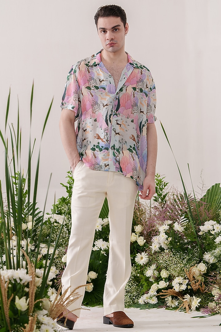 Multi-Colored Organza Satin Printed Party Wear Shirt by Amrit Dawani at Pernia's Pop Up Shop