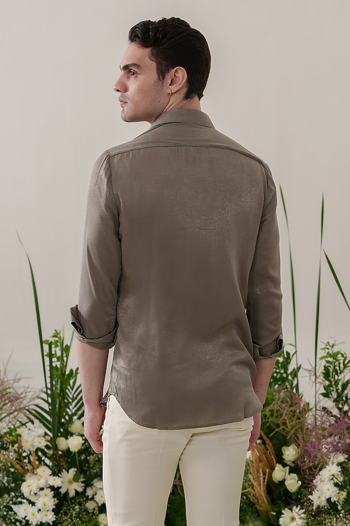 Green Satin Velvet Embroidered Party Wear Shirt by Amrit Dawani at Pernia's Pop Up Shop