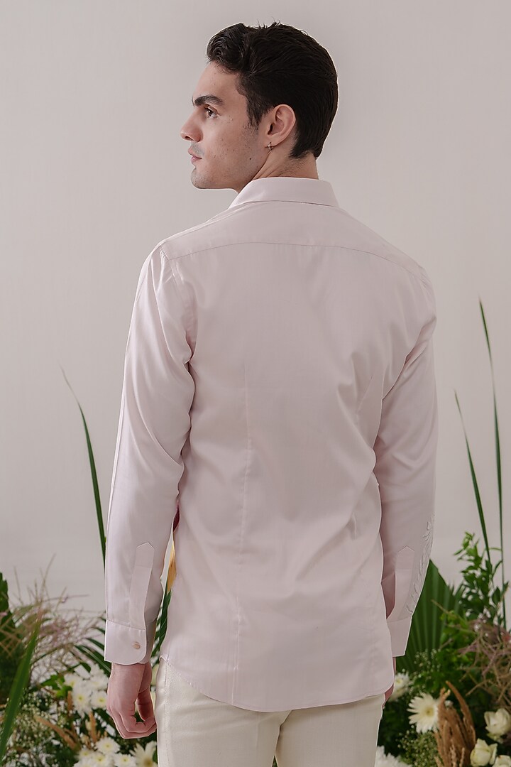Pink Cotton Hand Painted Party Wear Shirt by Amrit Dawani at Pernia's Pop Up Shop