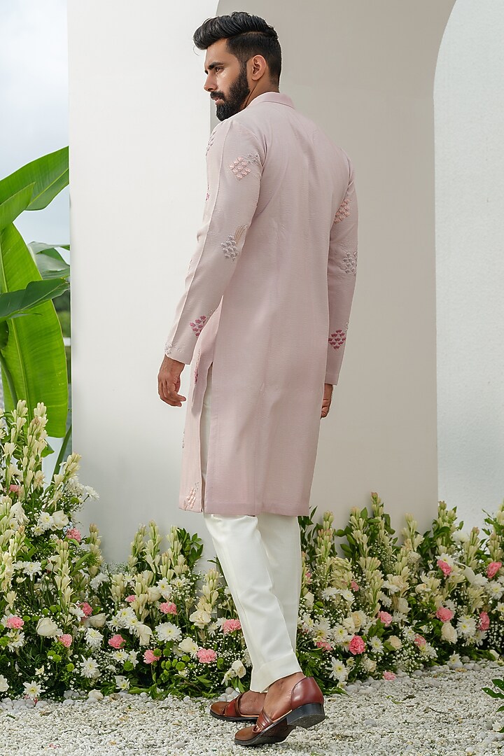 Moondust Cotton Silk Hand Embroidered Kurta Set by Amrit Dawani at Pernia's Pop Up Shop