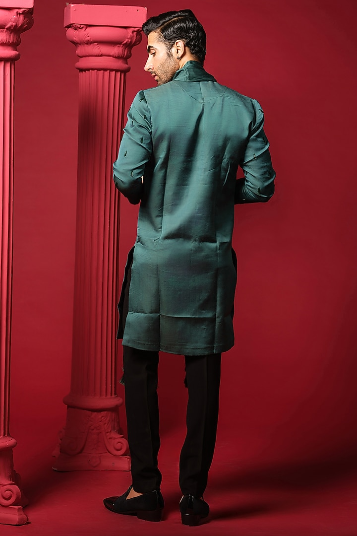 Emerald Modal Silk Embroidered Kurta Set by Amrit Dawani at Pernia's Pop Up Shop
