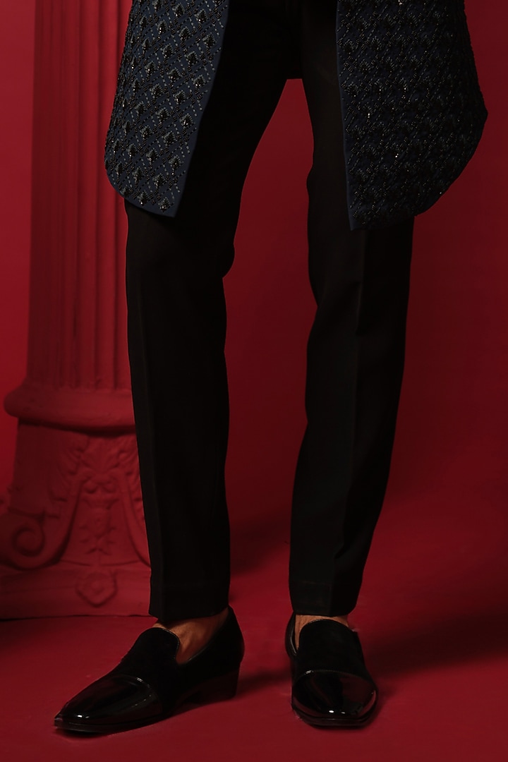 Teal Green Japanese Polyester Resham Embroidered Groom Indowestern Set by Amrit Dawani at Pernia's Pop Up Shop