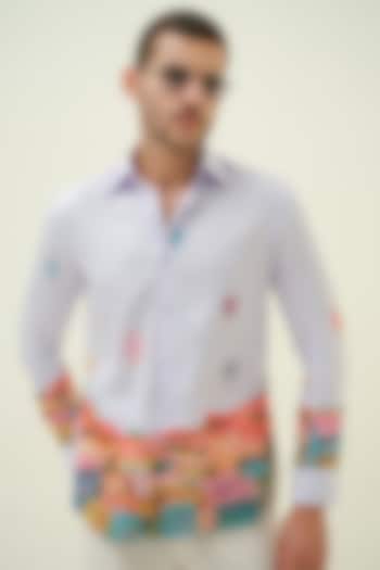 Lavender Cotton Handpainted Shirt by Amrit Dawani