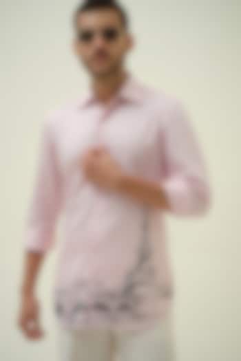 Soft Pink Cotton Handpainted Shirt by Amrit Dawani