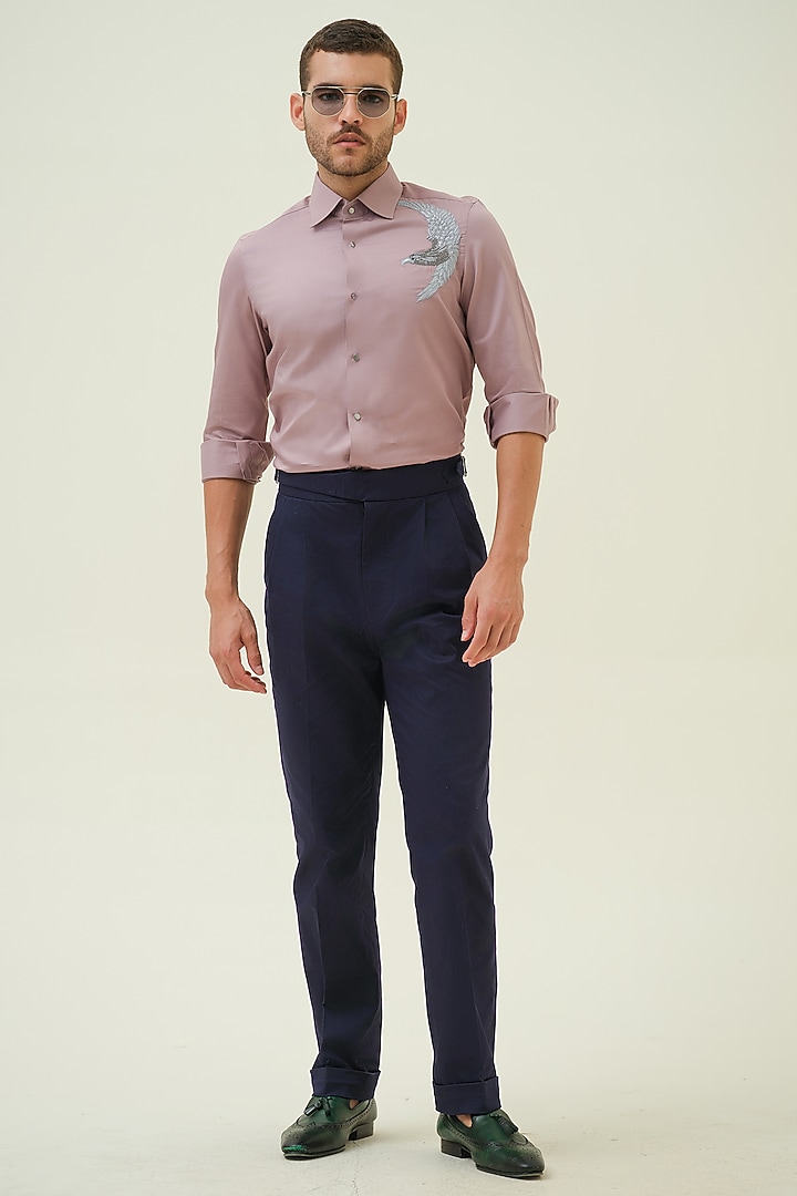 Mauve Cotton Hand Embroidered Party Wear Shirt by Amrit Dawani at Pernia's Pop Up Shop
