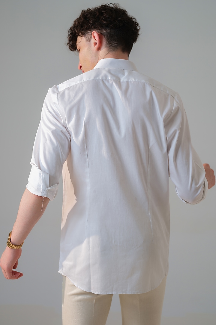 White Cotton Embroidered Party Wear Shirt by Amrit Dawani at Pernia's Pop Up Shop