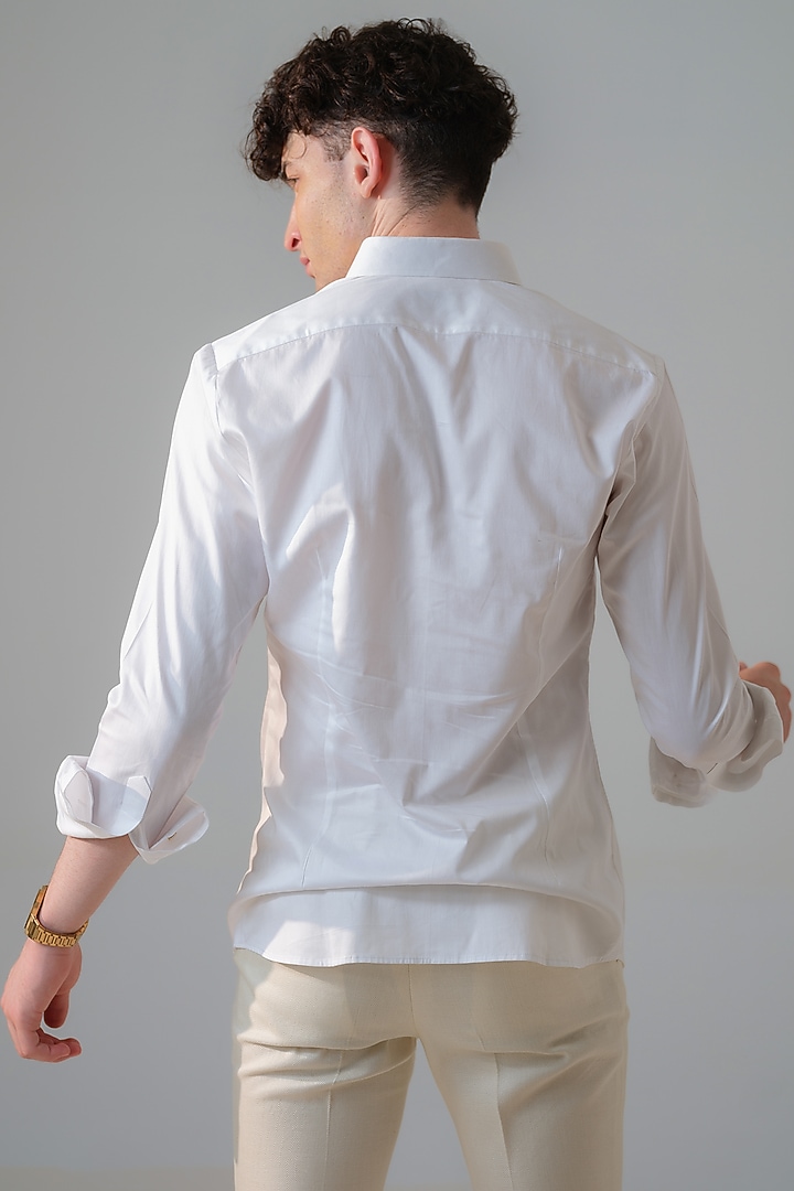 White Cotton Horse Hand Painted Party Wear Shirt by Amrit Dawani at Pernia's Pop Up Shop