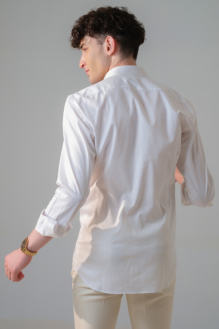 White Cotton Hand Embroidered Party Wear Shirt by Amrit Dawani at Pernia's Pop Up Shop