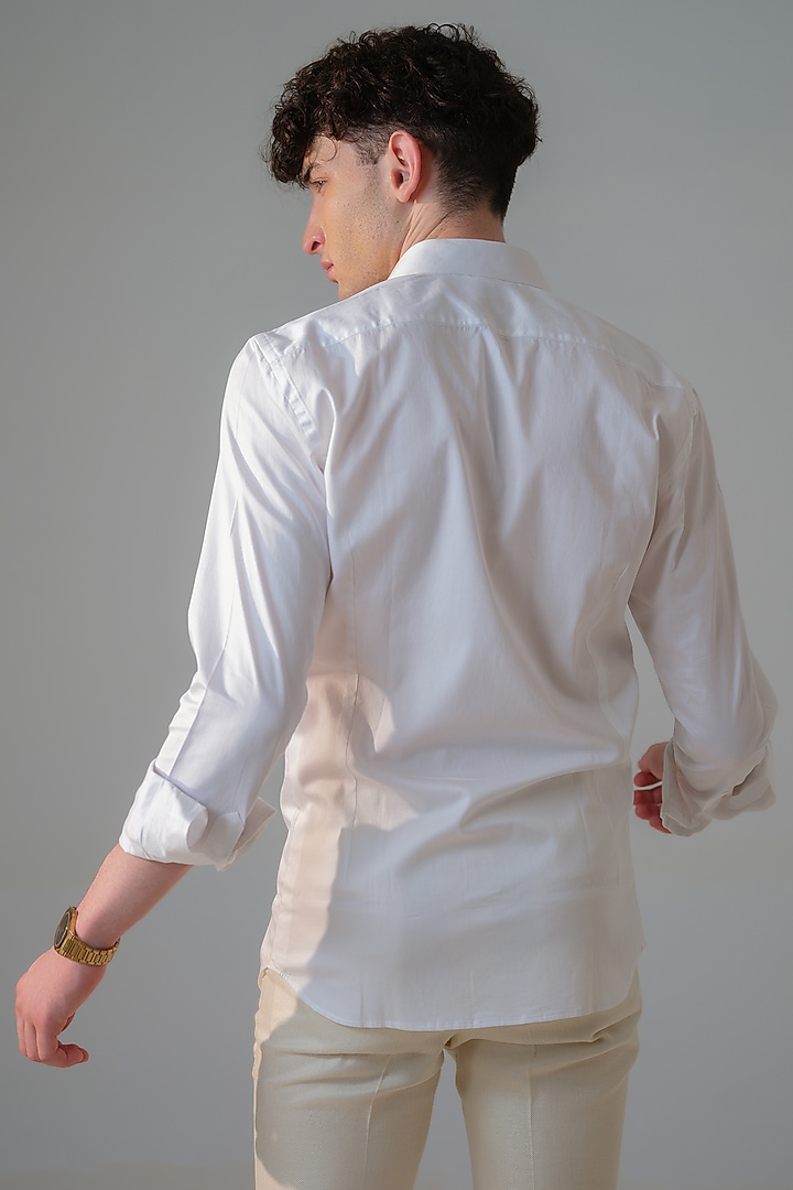 White Cotton Lion Embellished Party Wear Shirt by Amrit Dawani at Pernia's Pop Up Shop