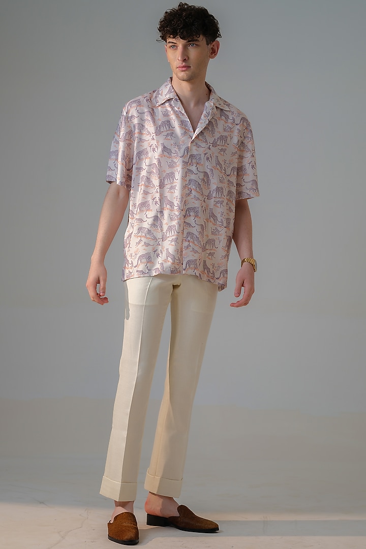 Pink Satin Georgette Printed Party Wear Shirt by Amrit Dawani at Pernia's Pop Up Shop