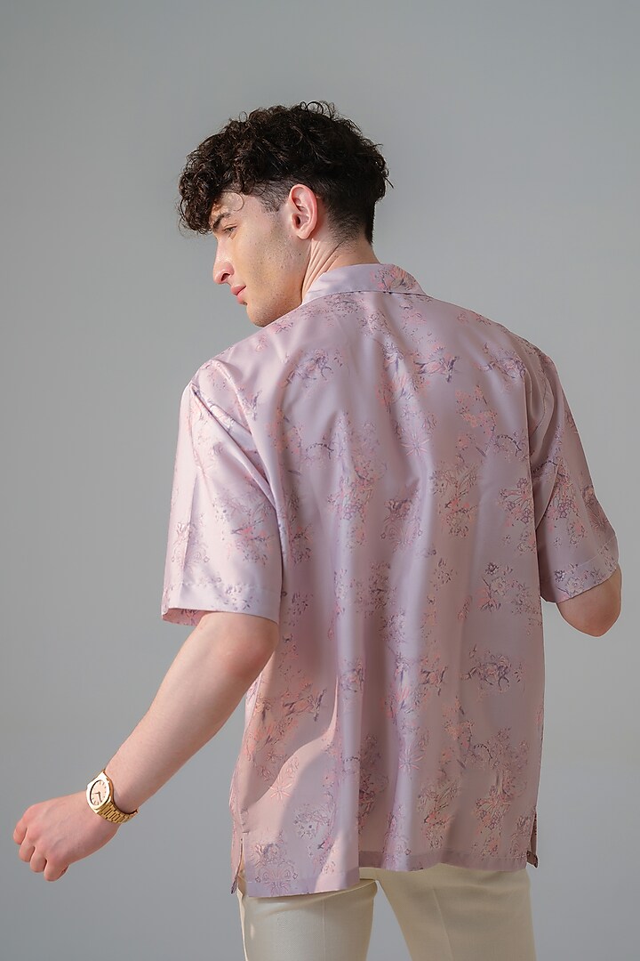 Pink Satin Georgette Printed Party Wear Shirt by Amrit Dawani at Pernia's Pop Up Shop