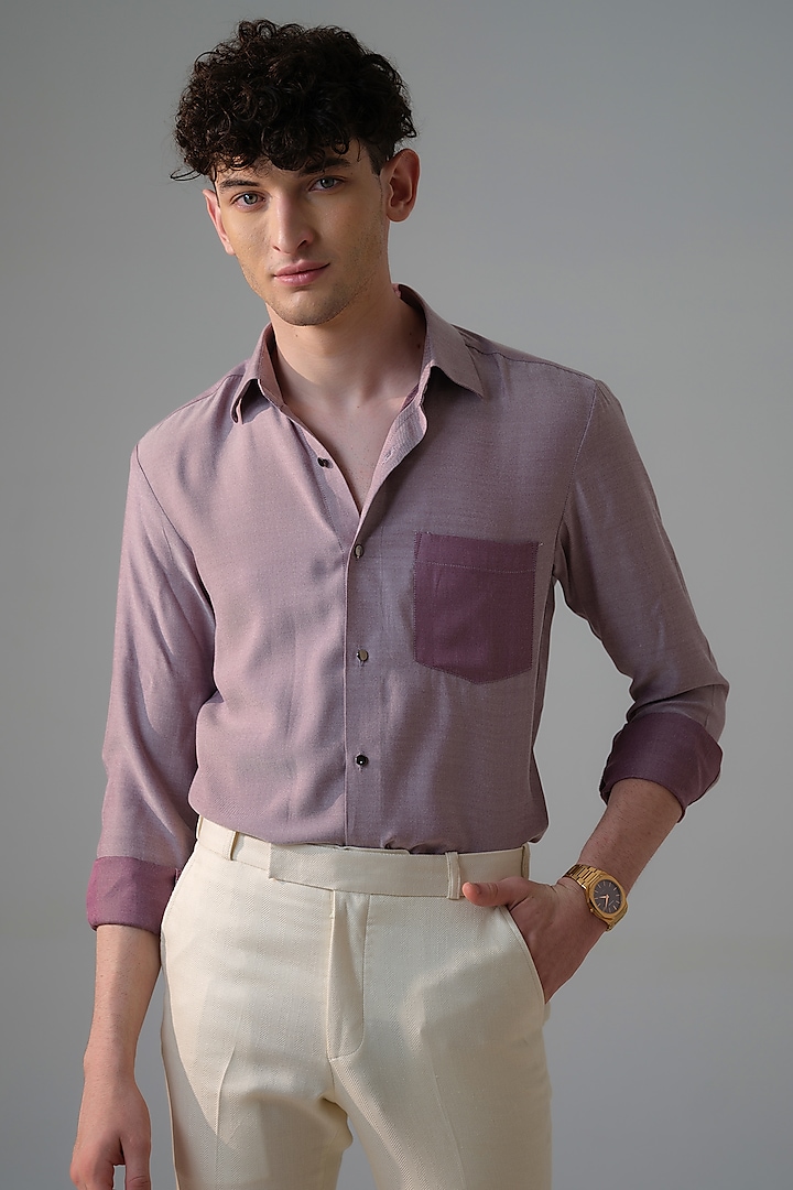 Purple Cotton & Denim Shirt by Amrit Dawani
