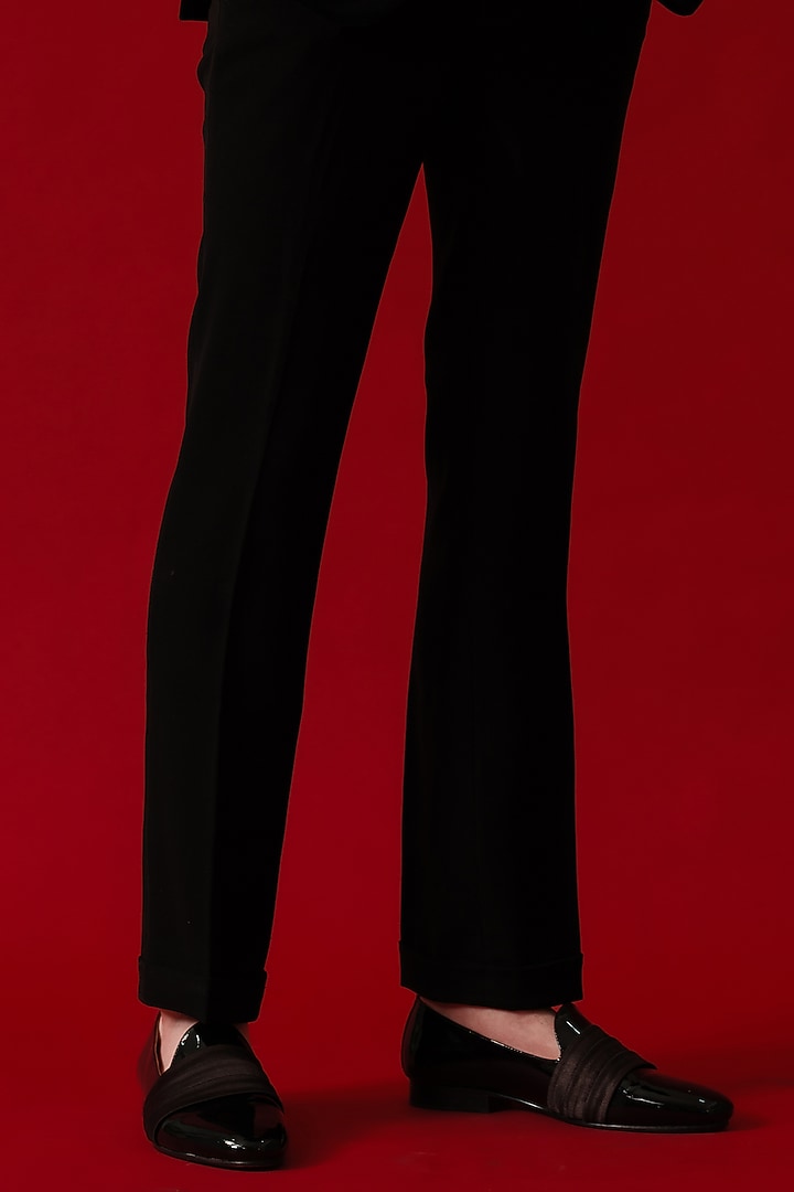Black Velvet Hand Embroidered Tuxedo Set by Amrit Dawani at Pernia's Pop Up Shop