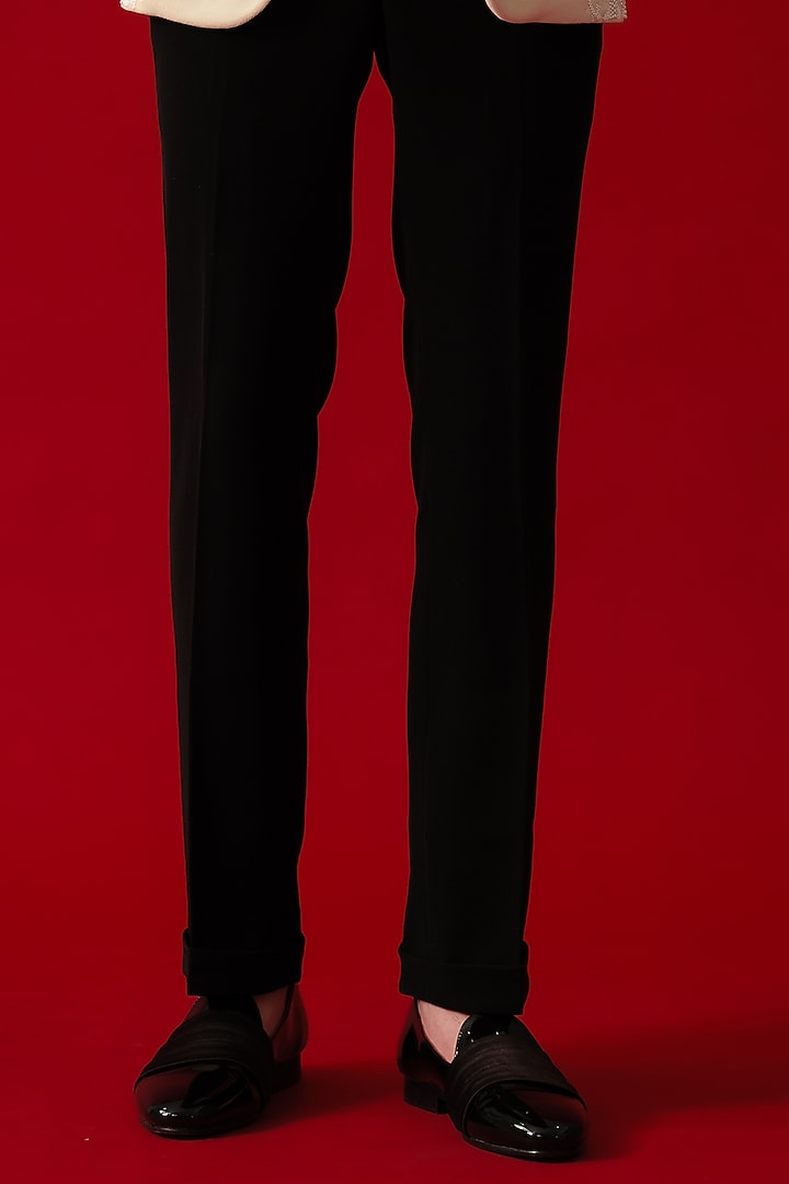 Ivory Velvet Hand Embroidered Tuxedo Set by Amrit Dawani at Pernia's Pop Up Shop