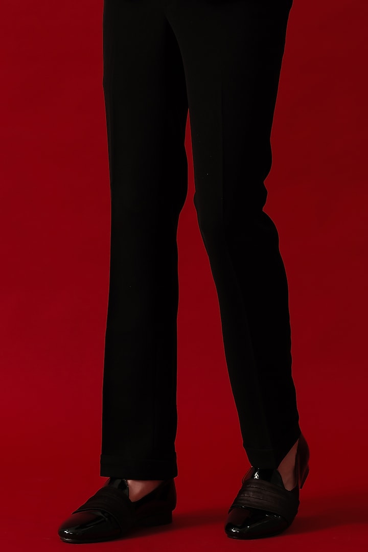 Black Japanese Polyester Embroidered Tuxedo Set by Amrit Dawani at Pernia's Pop Up Shop