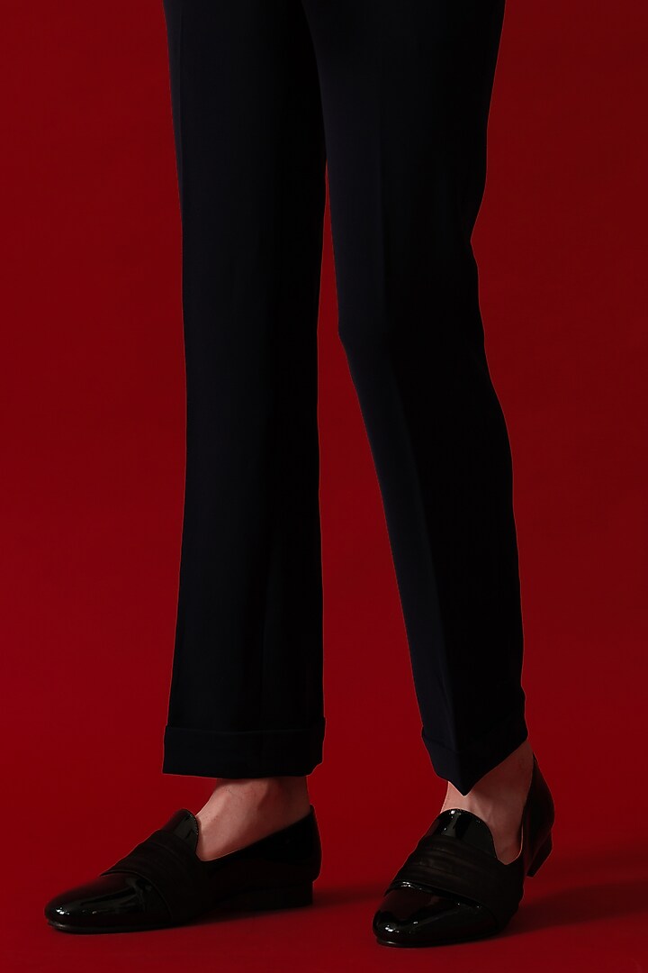 Navy Blue Japanese Polyester Embroidered Tuxedo Set by Amrit Dawani at Pernia's Pop Up Shop
