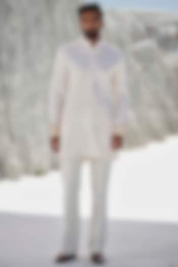 Blush Pink Modal Silk Hand Embroidered Kurta Set by Amrit Dawani at Pernia's Pop Up Shop