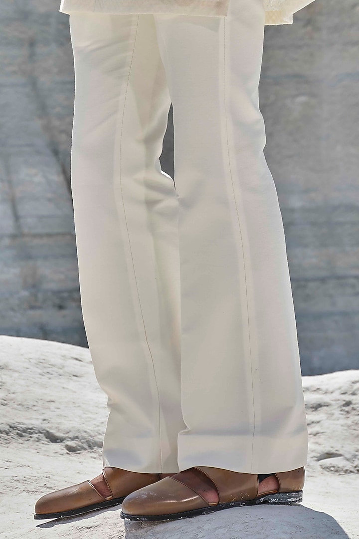Ivory Organza Handpainted & Hand Embroidered Bundi Jacket Set by Amrit Dawani at Pernia's Pop Up Shop