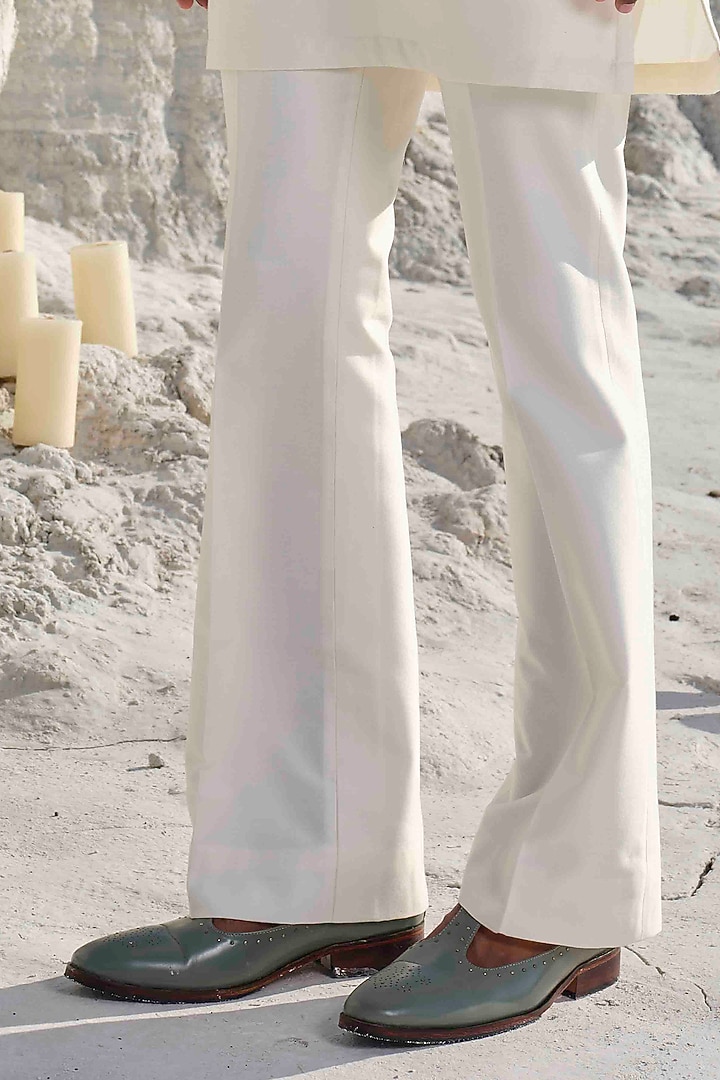 Ivory Organza Embroidered Bundi Jacket Set by Amrit Dawani at Pernia's Pop Up Shop