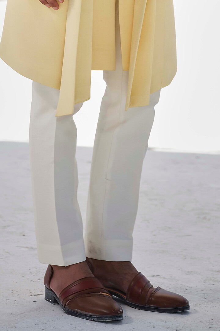 Bright Yellow Modal Silk Beaded Embroidered Wedding Indowestern Set by Amrit Dawani at Pernia's Pop Up Shop