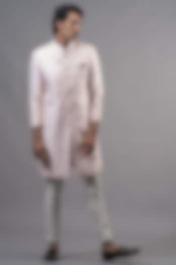 Rose Gold Hand Embellished Wedding Sherwani Set by Amrit Dawani at Pernia's Pop Up Shop