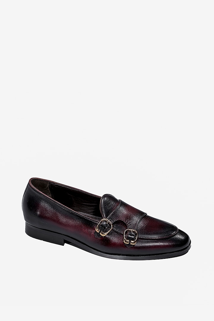 Black & Red Leather Loafers by Amrit Dawani