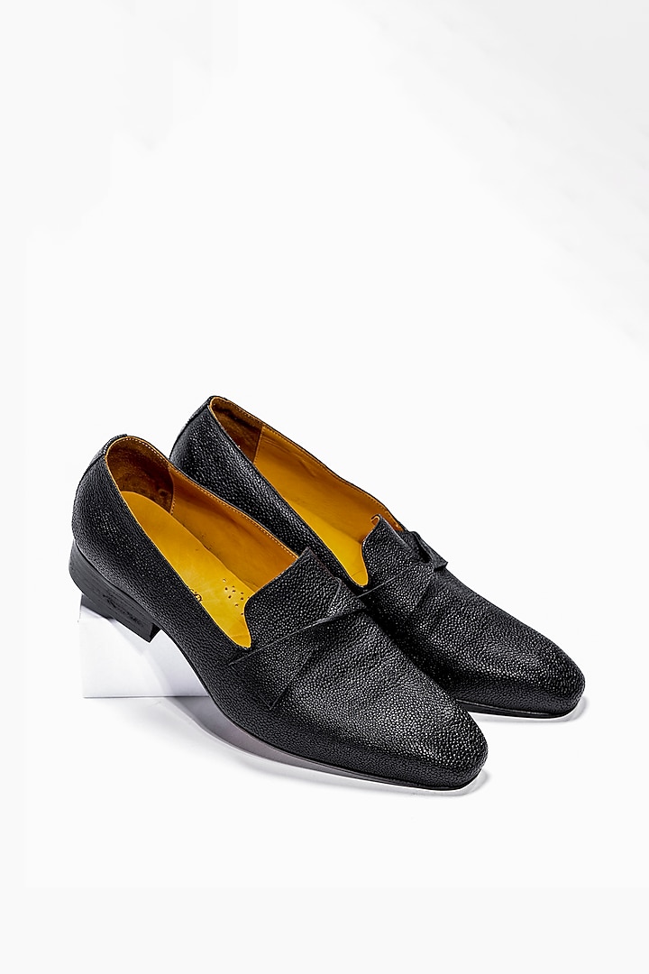 Black Leather Derby Shoes by Amrit Dawani at Pernia's Pop Up Shop