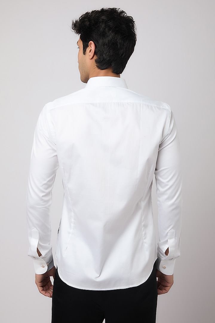 White Cotton Animal Motif Hand Painted Party Wear Shirt by Amrit Dawani at Pernia's Pop Up Shop