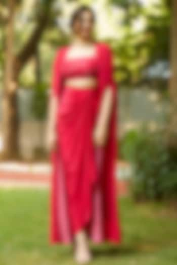 Magenta Viscose Natural Crepe Jacket Lehenga Set by ANKITA DHARMAN at Pernia's Pop Up Shop