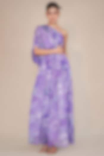 Lilac Chinon One-Shoulder Maxi Dress by ANKITA DHARMAN at Pernia's Pop Up Shop