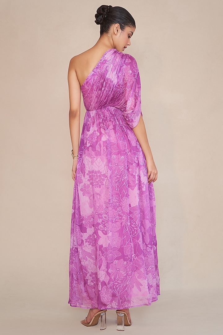 Blush Chinon One-Shoulder Maxi Summer Dress by ANKITA DHARMAN at Pernia's Pop Up Shop