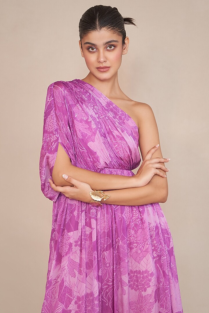 Blush Chinon One-Shoulder Maxi Summer Dress by ANKITA DHARMAN at Pernia's Pop Up Shop