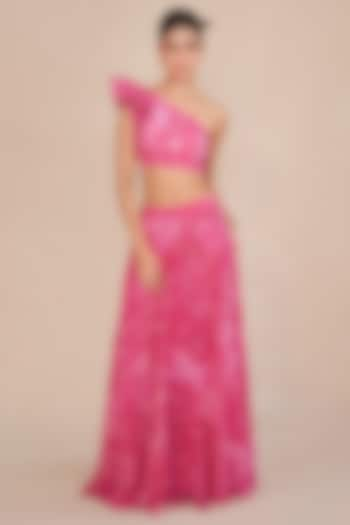 Pink Natural Crepe Flared Lehenga Set by ANKITA DHARMAN at Pernia's Pop Up Shop