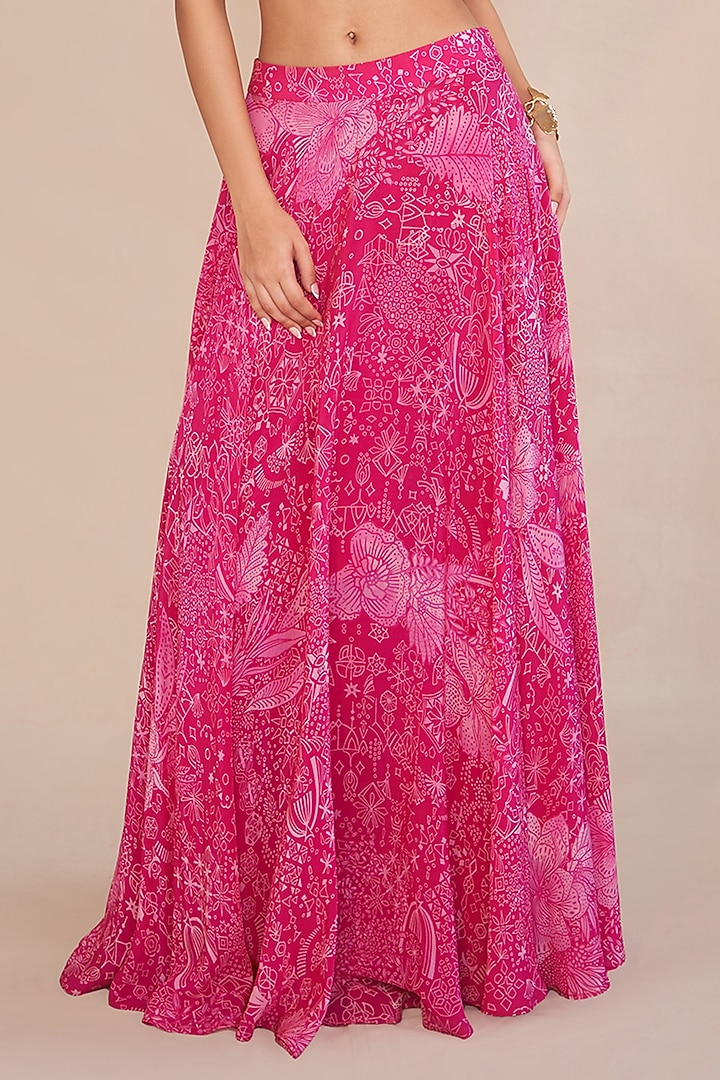 Pink Natural Crepe Flared Lehenga Set by ANKITA DHARMAN at Pernia's Pop Up Shop