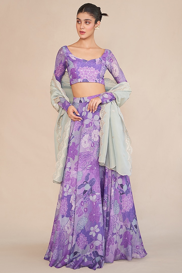 Lilac Lurex Lehenga Set by ANKITA DHARMAN at Pernia's Pop Up Shop