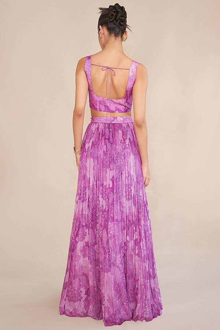 Blush Chinon Silk Pleated Lehenga Set by ANKITA DHARMAN at Pernia's Pop Up Shop