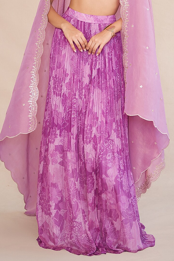 Blush Chinon Silk Pleated Lehenga Set by ANKITA DHARMAN at Pernia's Pop Up Shop
