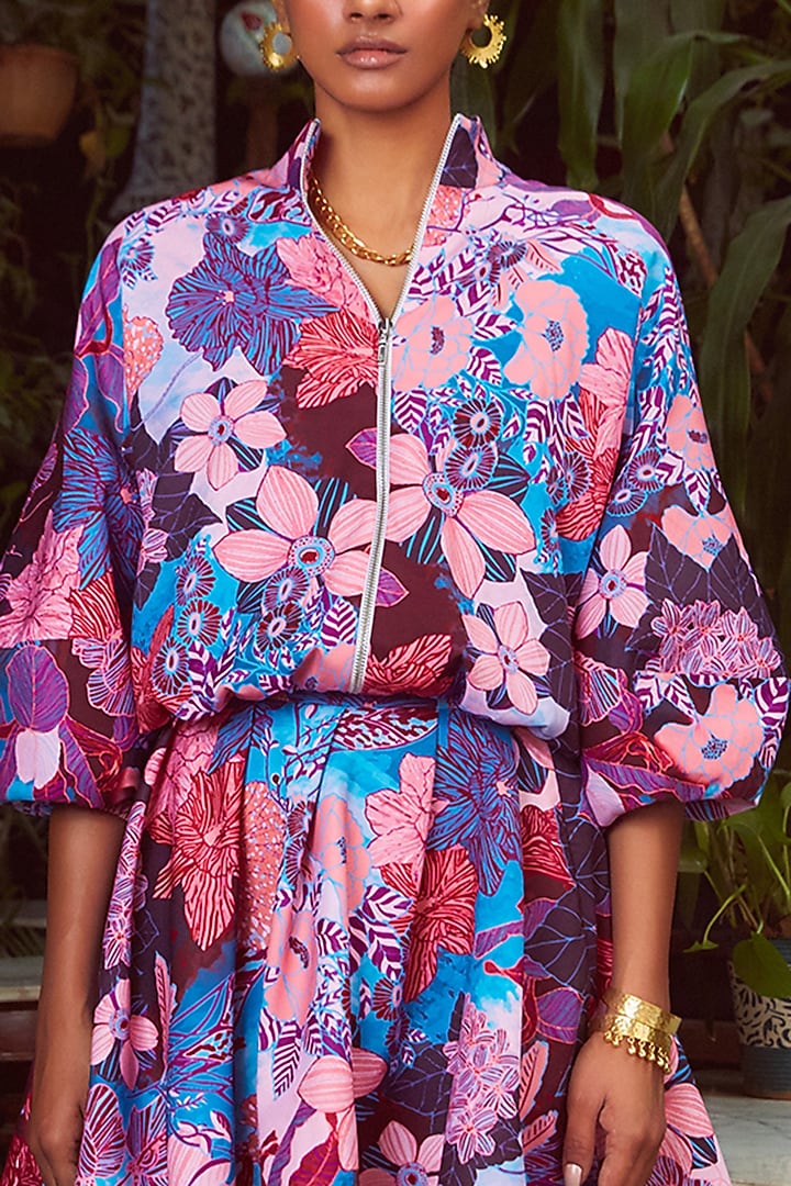 Multi-Colored Americano Bomber Jacket Set by ANKITA DHARMAN at Pernia's Pop Up Shop