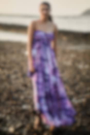 Purple Chiffon Maxi Dress by ANKITA DHARMAN